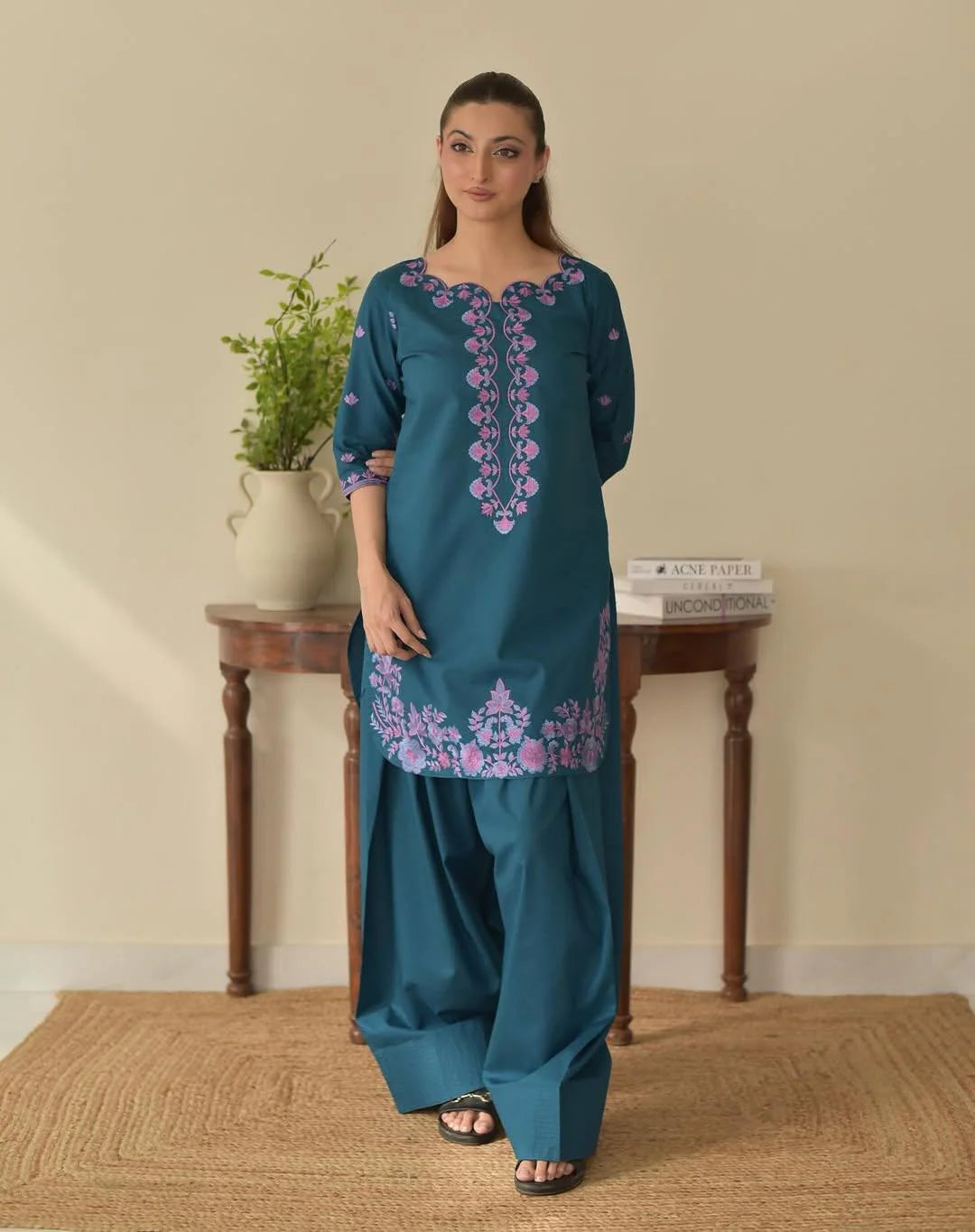 Ezma Embroidered Farshi Plazo 3PC Luxury Collection