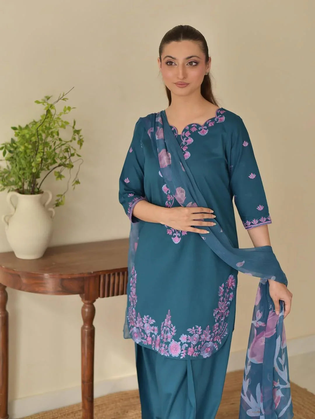 Ezma Embroidered Farshi Plazo 3PC Luxury Collection