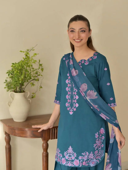 Ezma Embroidered Farshi Plazo 3PC Luxury Collection