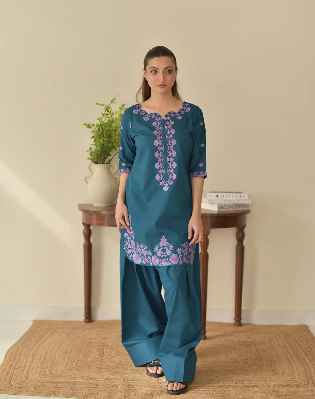 Ezma Embroidered Farshi Plazo 3PC Luxury Collection