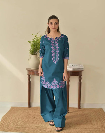 Ezma Embroidered Farshi Plazo 3PC Luxury Collection