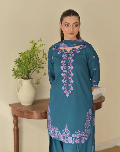 Ezma Embroidered Farshi Plazo 3PC Luxury Collection
