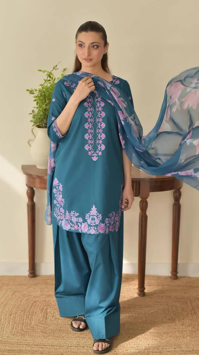 Ezma Embroidered Farshi Plazo 3PC Luxury Collection
