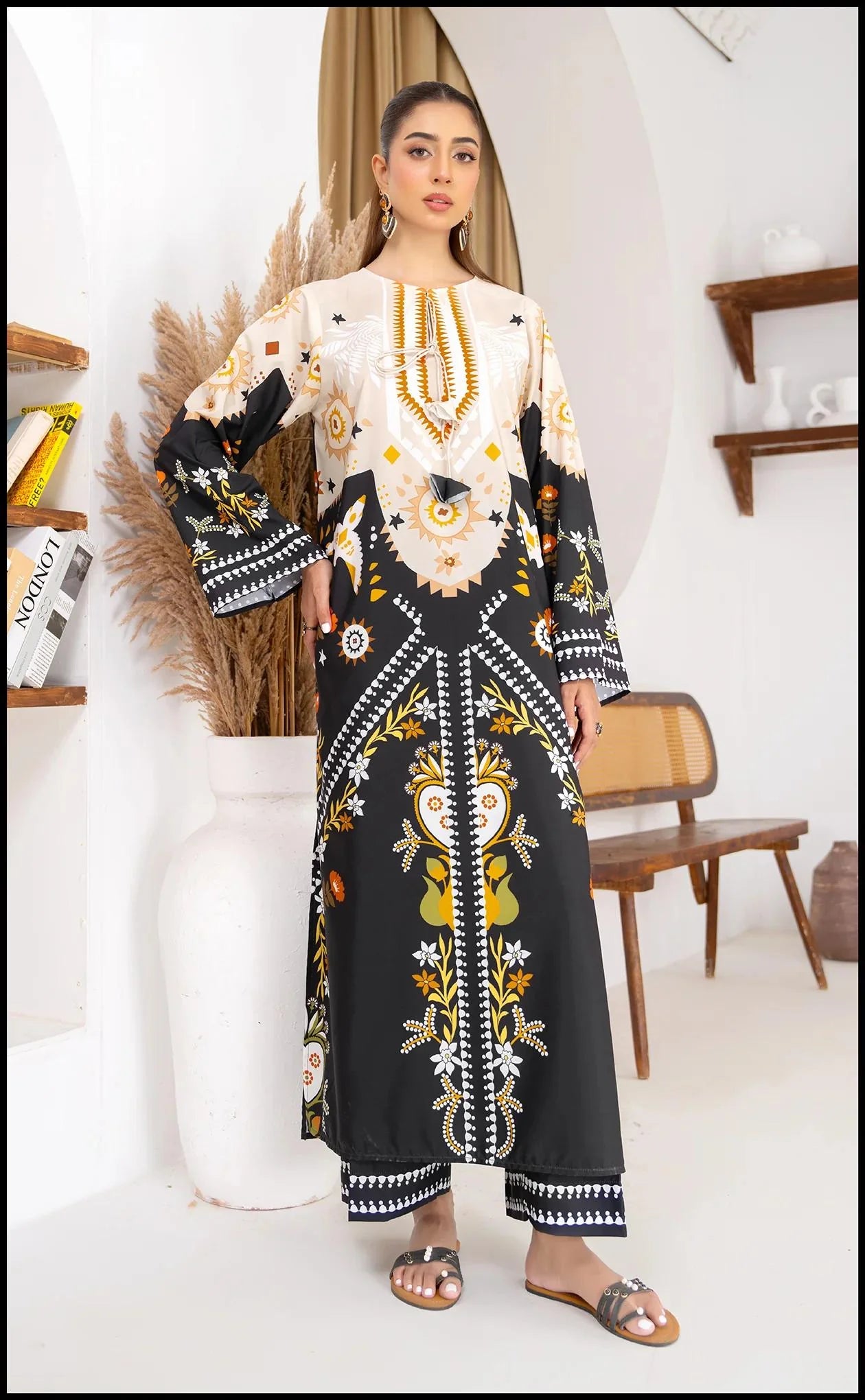 Isra Digital Co-Ord 2PC Winter Silk Set