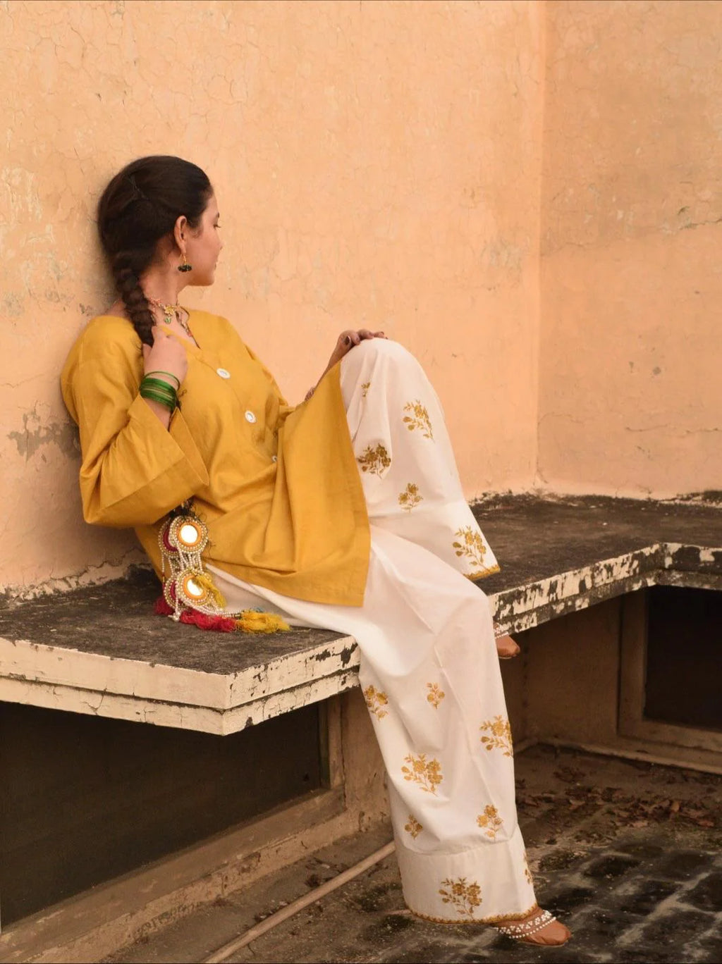 Ladli Embroidered Shalwar Set Premium Stone Linen Collection