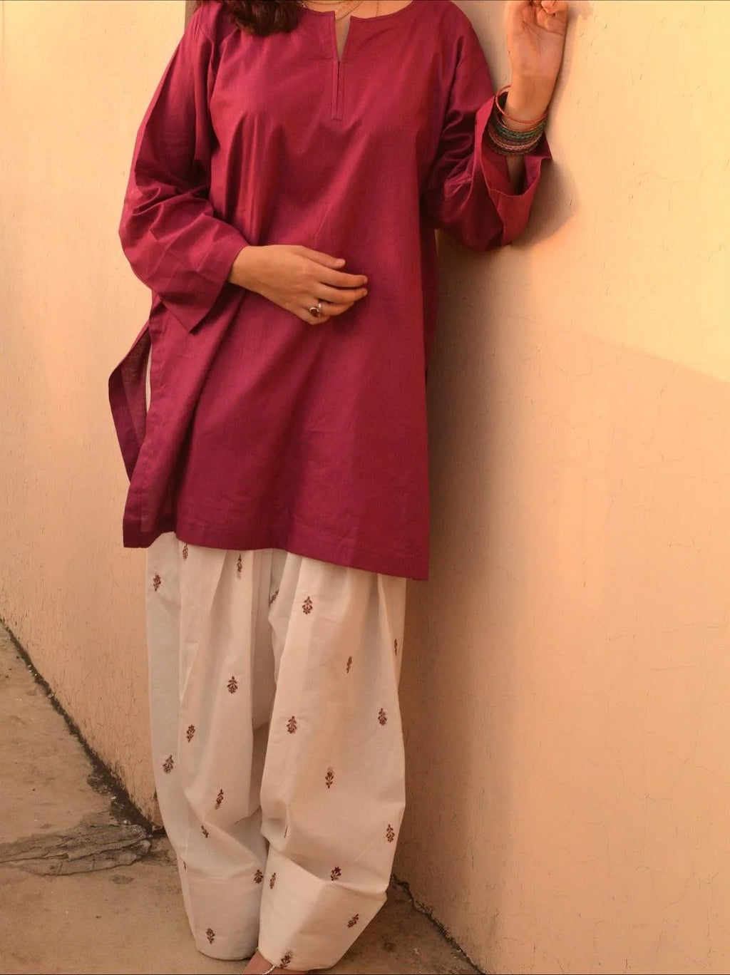 Ladli Embroidered Shalwar Set Premium Stone Linen Collection