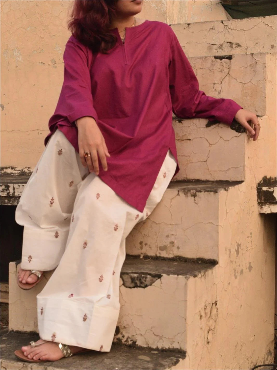 Ladli Embroidered Shalwar Set Premium Stone Linen Collection