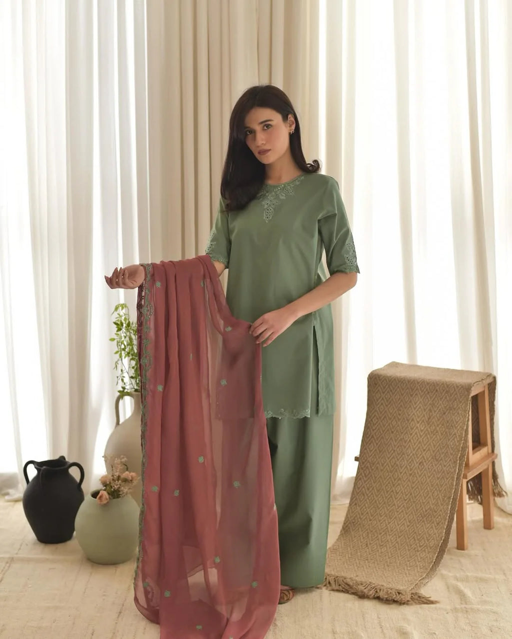 Aira Green Embroidered 3PC Luxury Winter Collection