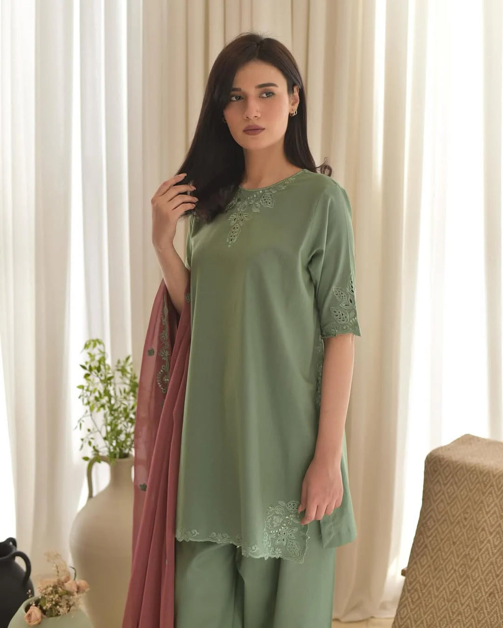 Aira Green Embroidered 3PC Luxury Winter Collection
