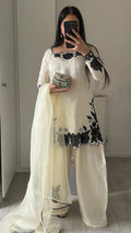 White Zauq Embroidered 3PC Premium Shamus