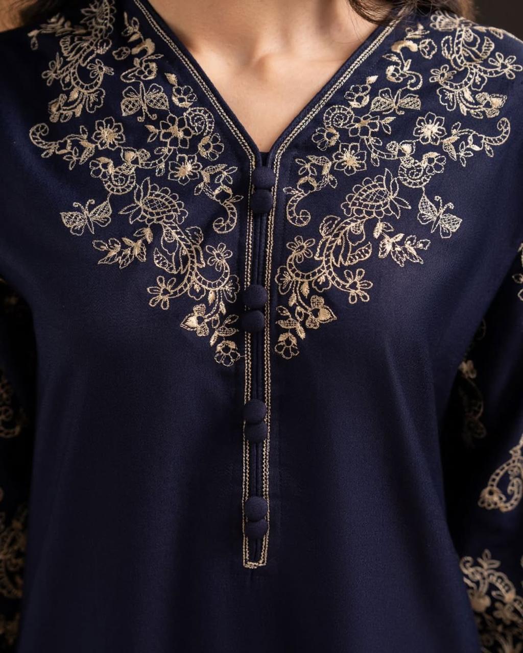 Blue Topz Embroidered 2PC Premium Linen Collection