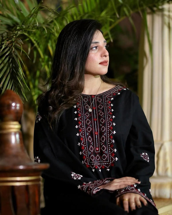 Black Luxe Embroidered 2PC Premium Linen Collection