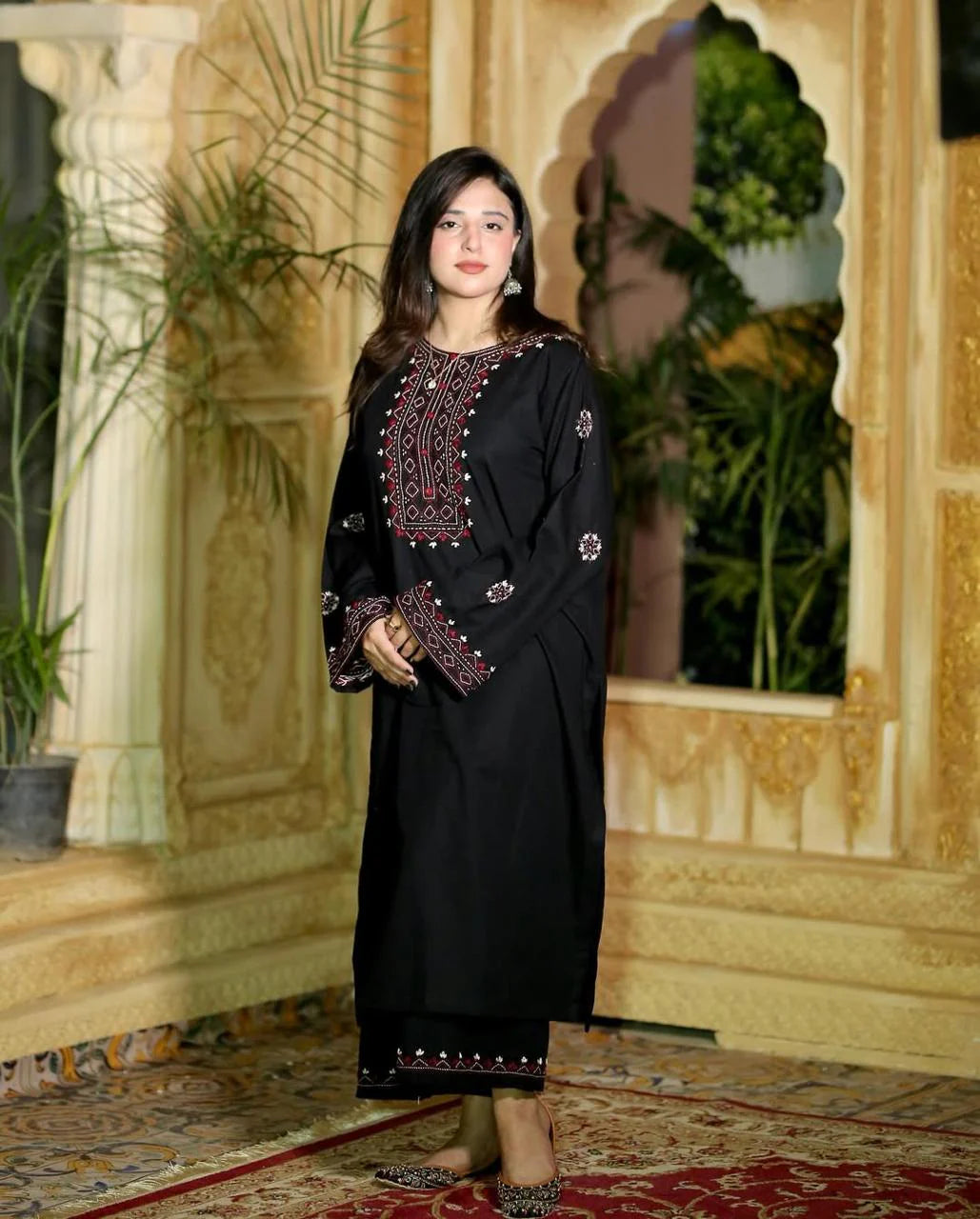 Black Luxe Embroidered 2PC Premium Linen Collection