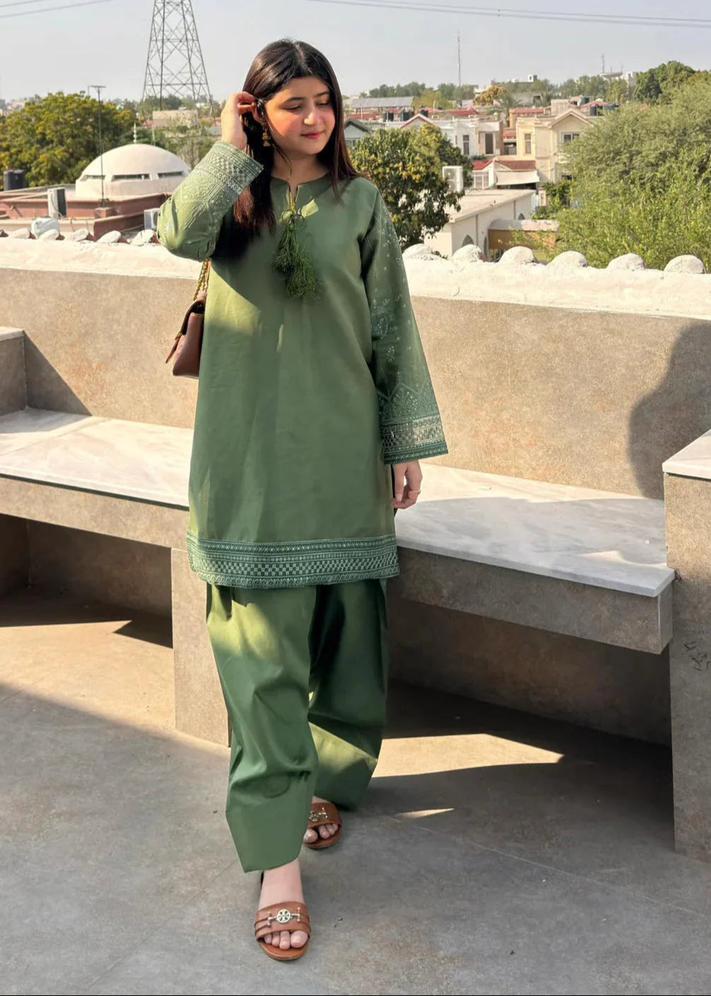 Minsha Embroidered Farshi Shalwar Set Premium Lawn