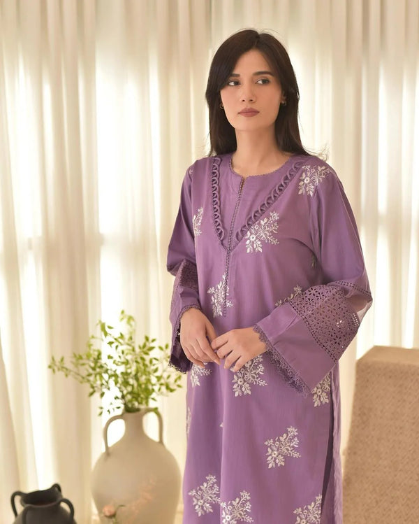 Hooriya Purple Embroidered 3PC Premium Summer Lawn Set