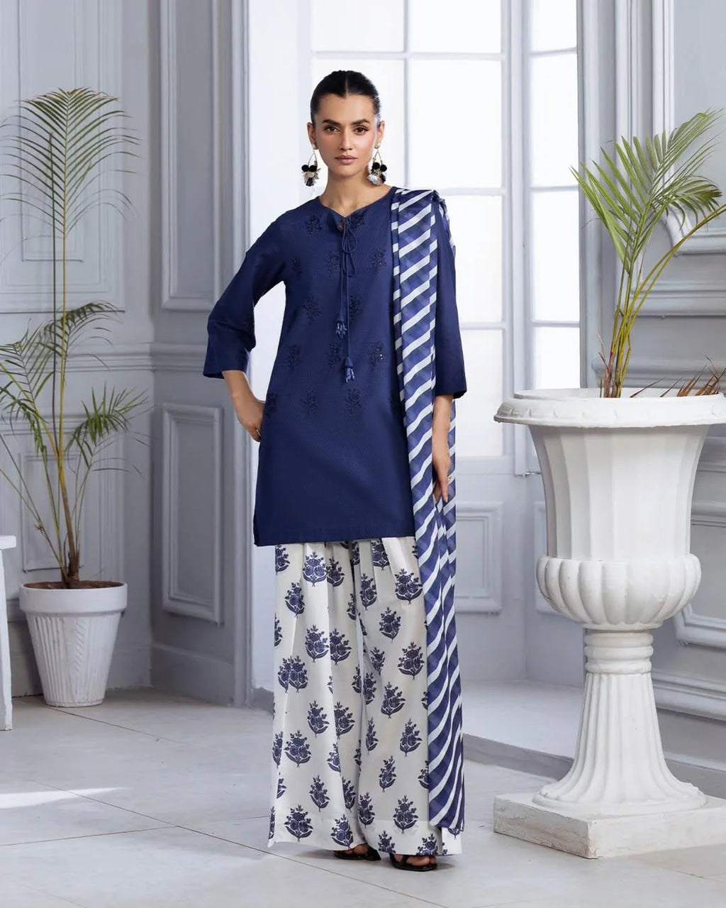 Blue Bloom Embroidered 3PC Premium Summer Collection