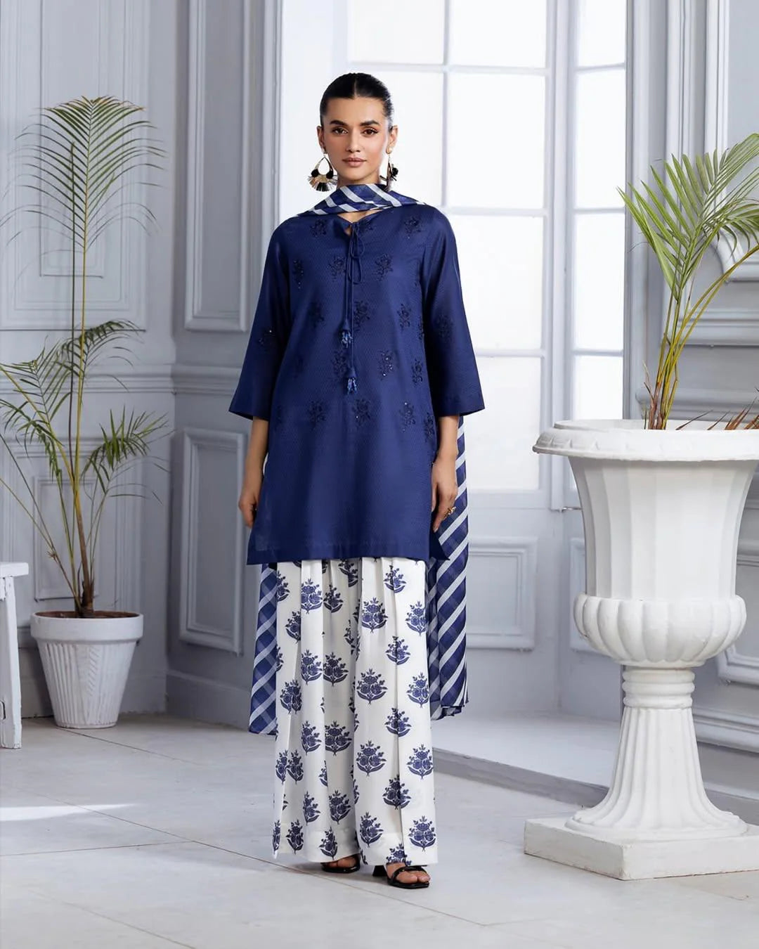 Blue Bloom Embroidered 3PC Premium Summer Collection