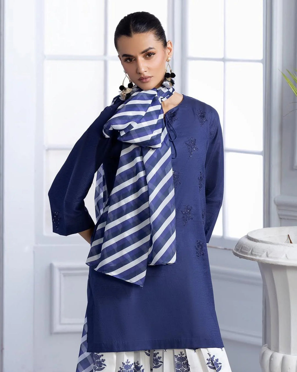 Blue Bloom Embroidered 3PC Premium Summer Collection