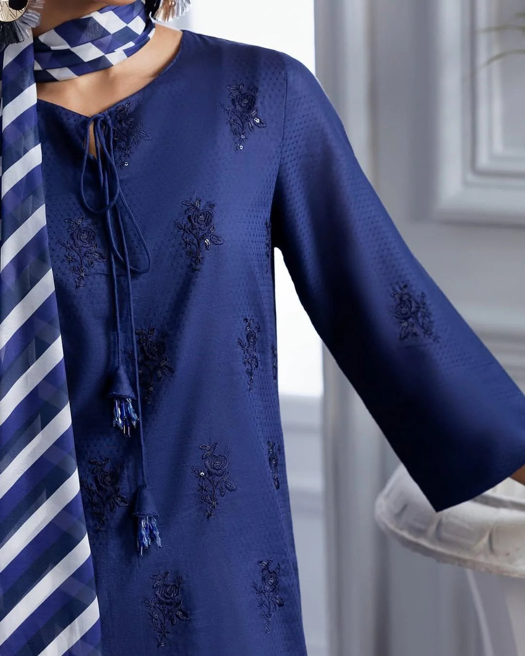 Blue Bloom Embroidered 3PC Premium Summer Collection