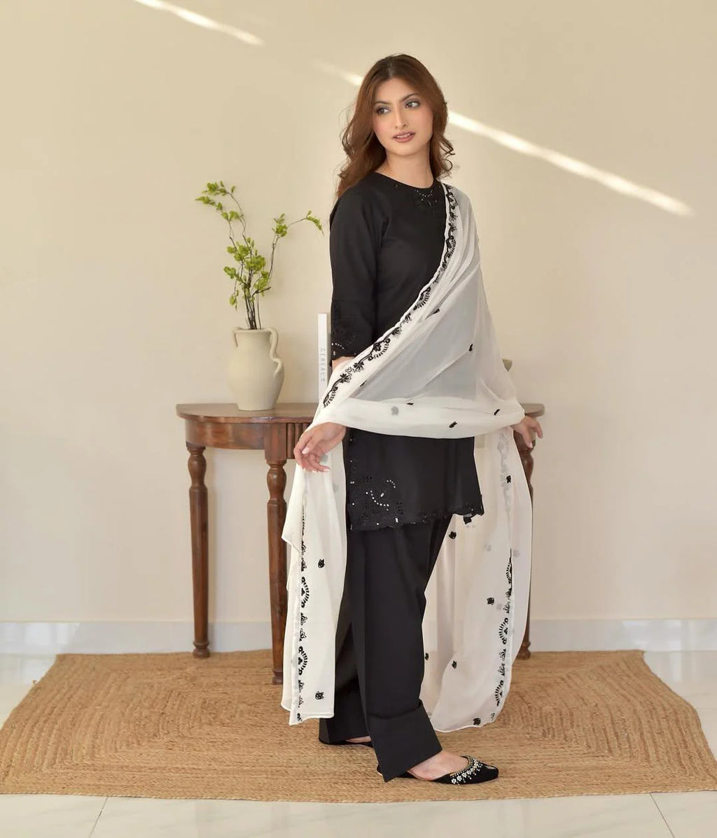 Aira Black Embroidered 3PC Luxury Winter Collection