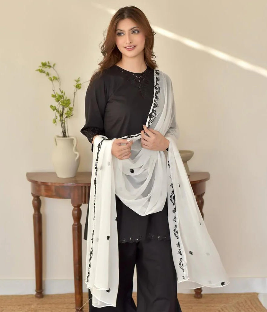 Aira Black Embroidered 3PC Luxury Winter Collection