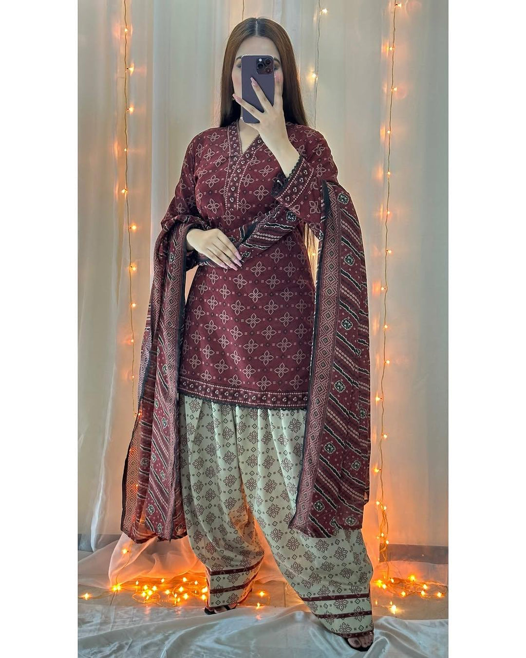Chunri Digital Farshi Shalwar 3PC Luxury Collection