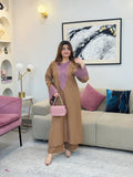 Sawera Embroidered Set Premium Stone Linen Collection