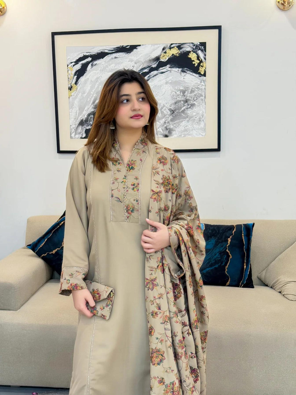 Wasle Embroidered Shawl 3PC Premium Winter Dhank Collection