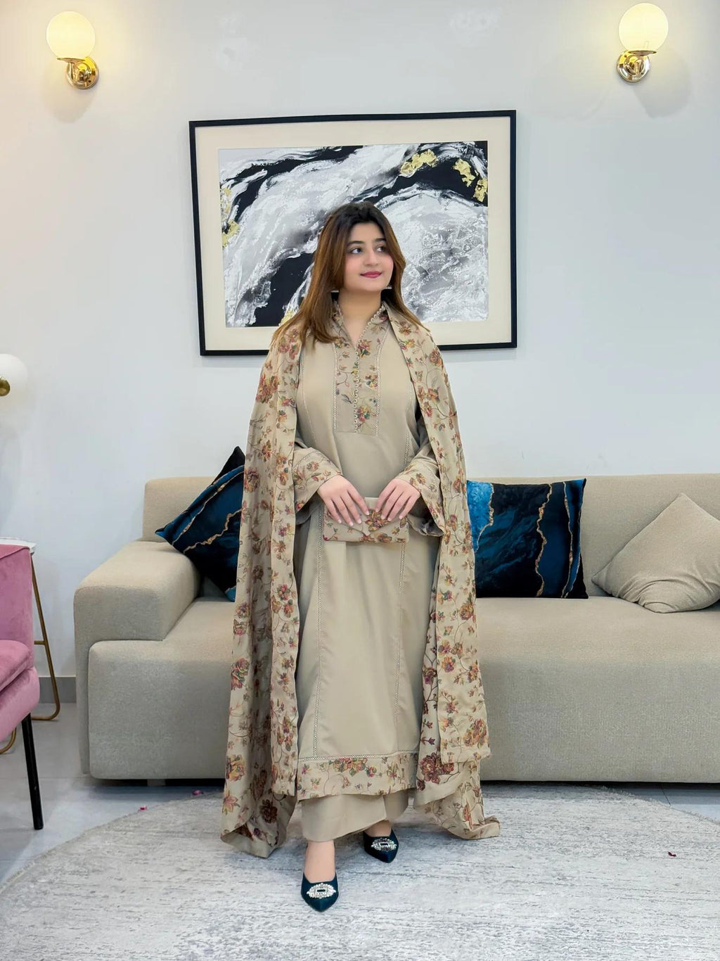 Wasle Embroidered Shawl 3PC Premium Winter Dhank Collection