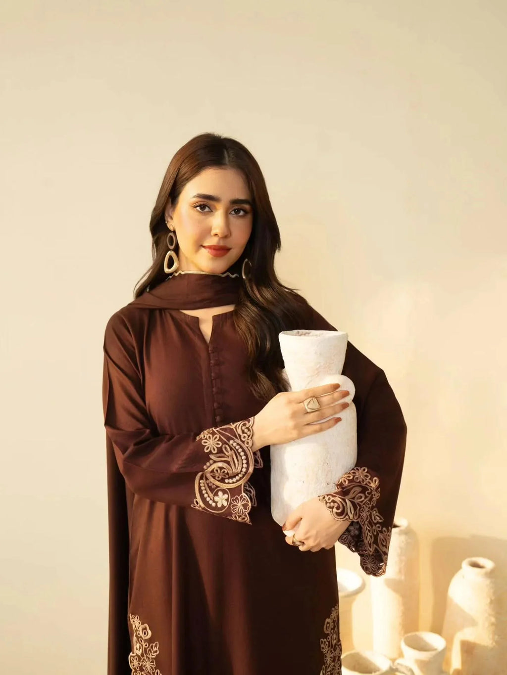 Tiraz Embroidered Shawl 3PC Premium Linen