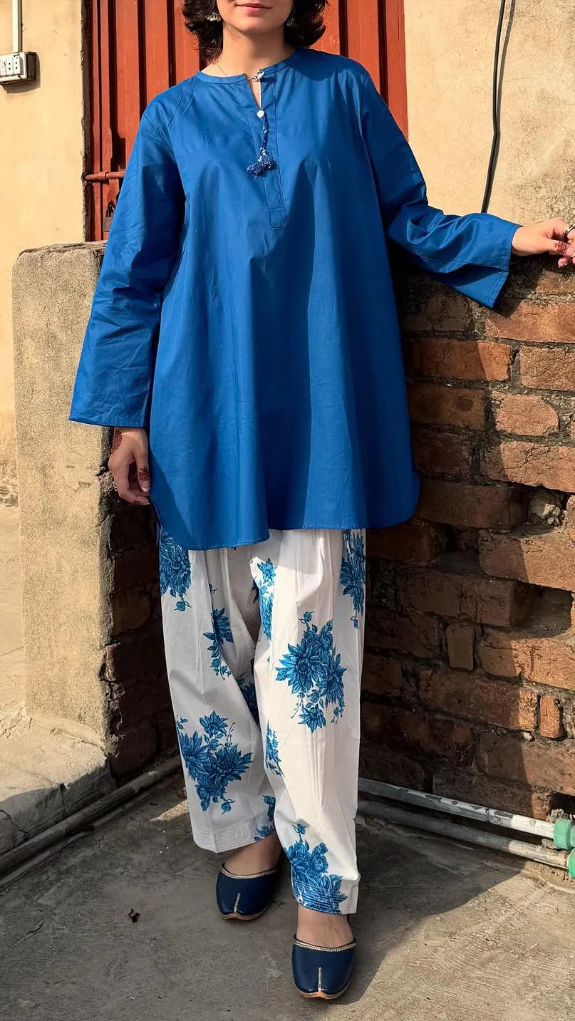 Aroba Blue Farshi Shalwar 2PC Lawn Set