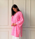 Pink Zarnab Chikenkari Farshi Shalwar Set