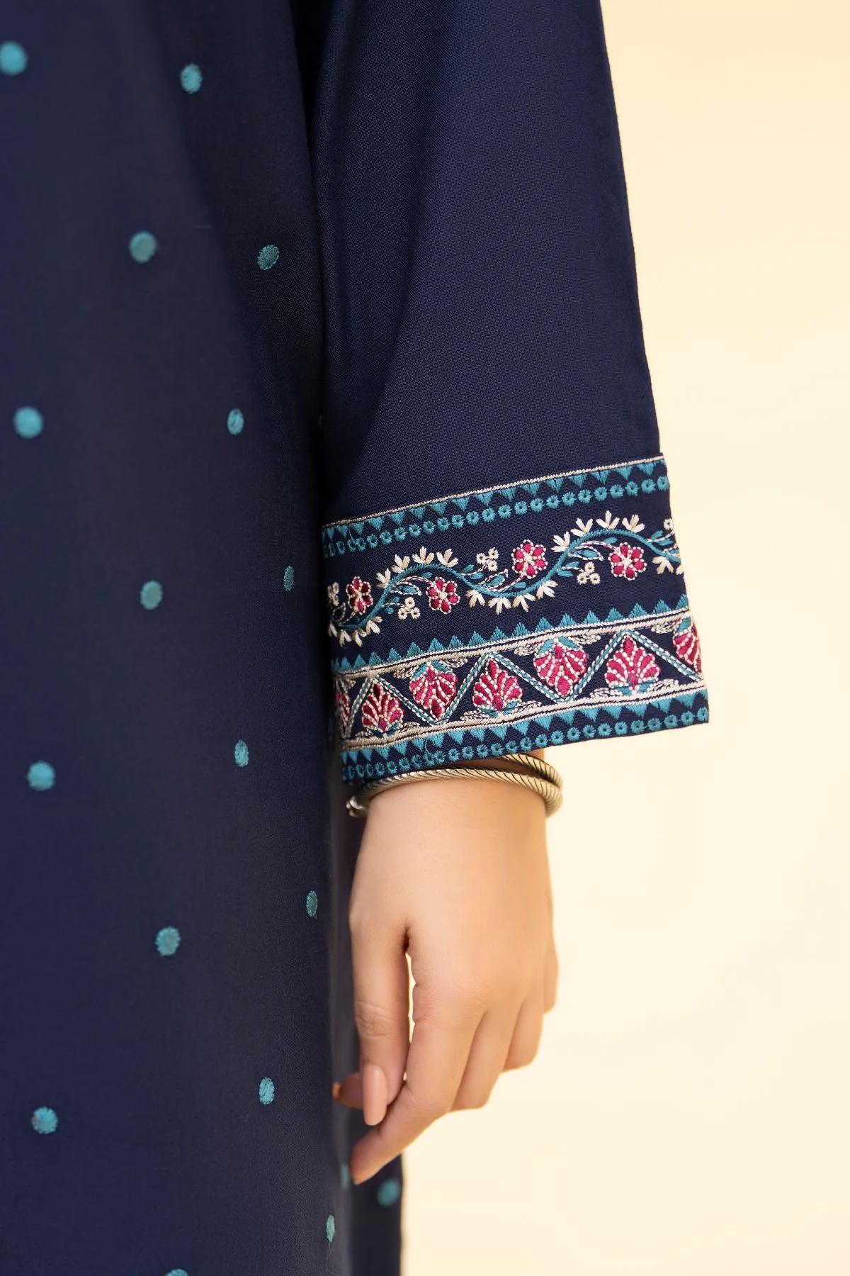 Alif Heavy Embroidered 3PC Winter Linen Suit with Shawl