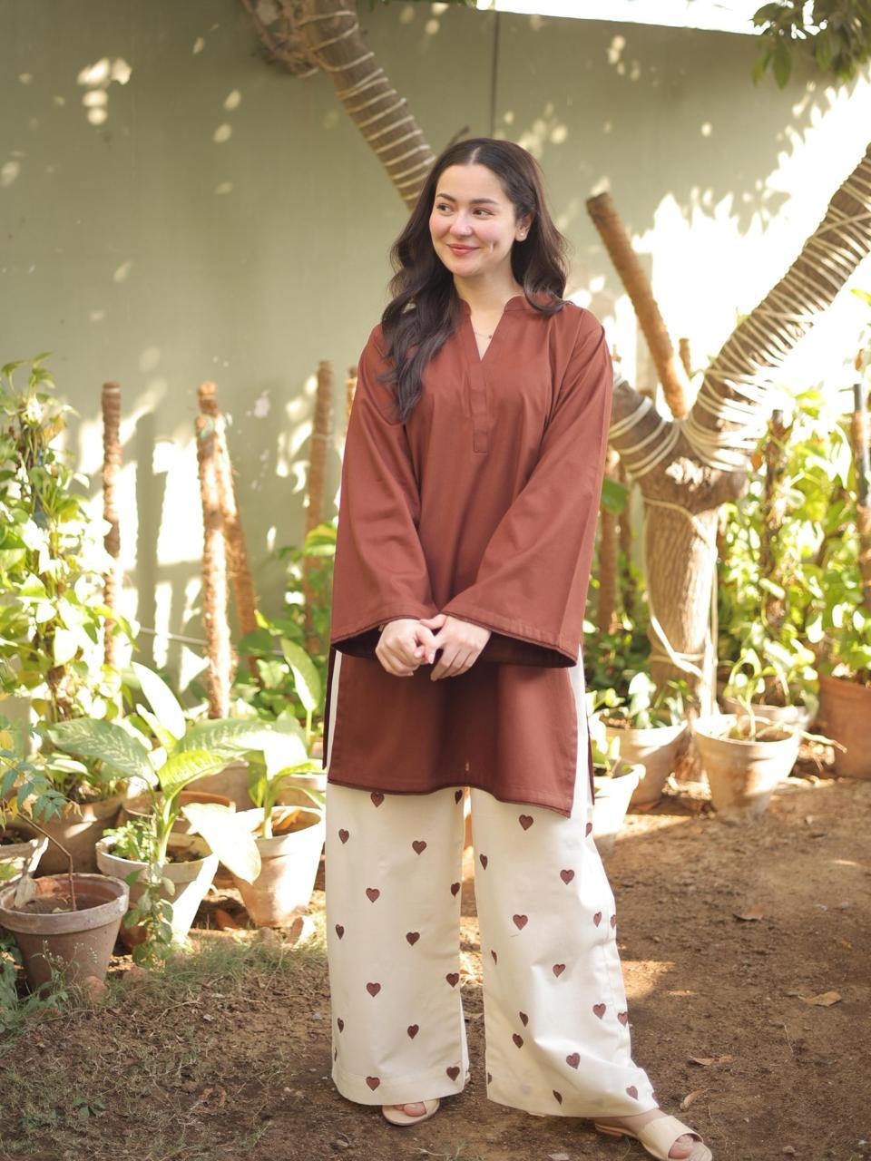 Brown Pocket Dhanak Embroidered 2PC Winter Set