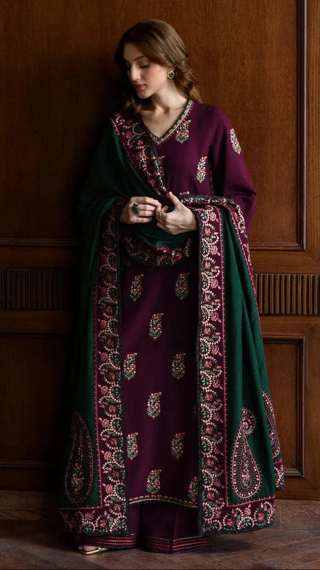 Hezlin Embroidered Shawl 3PC Premium Linen Set