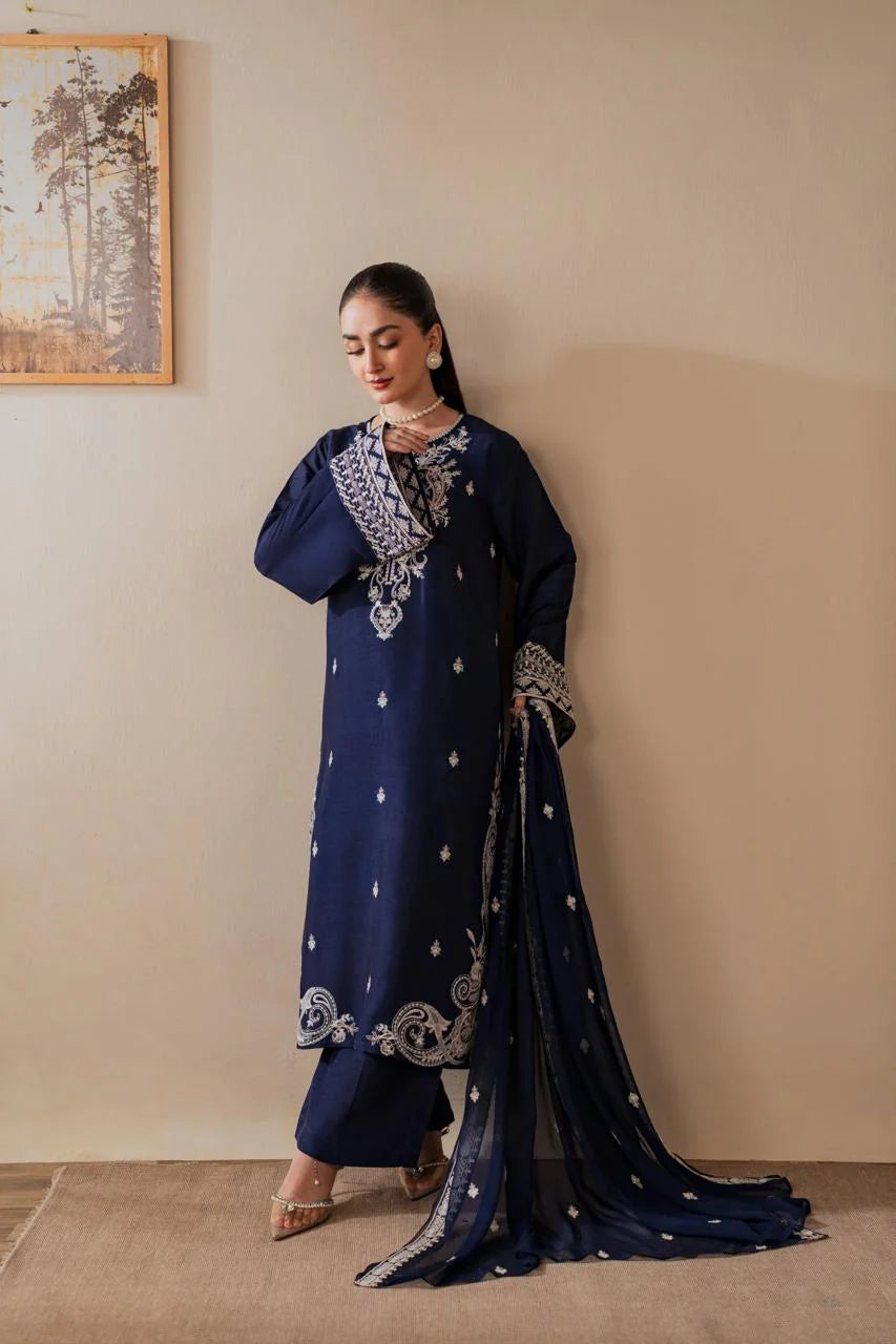 Nureh Embroidered 3PC Premium Soft Linen Collection