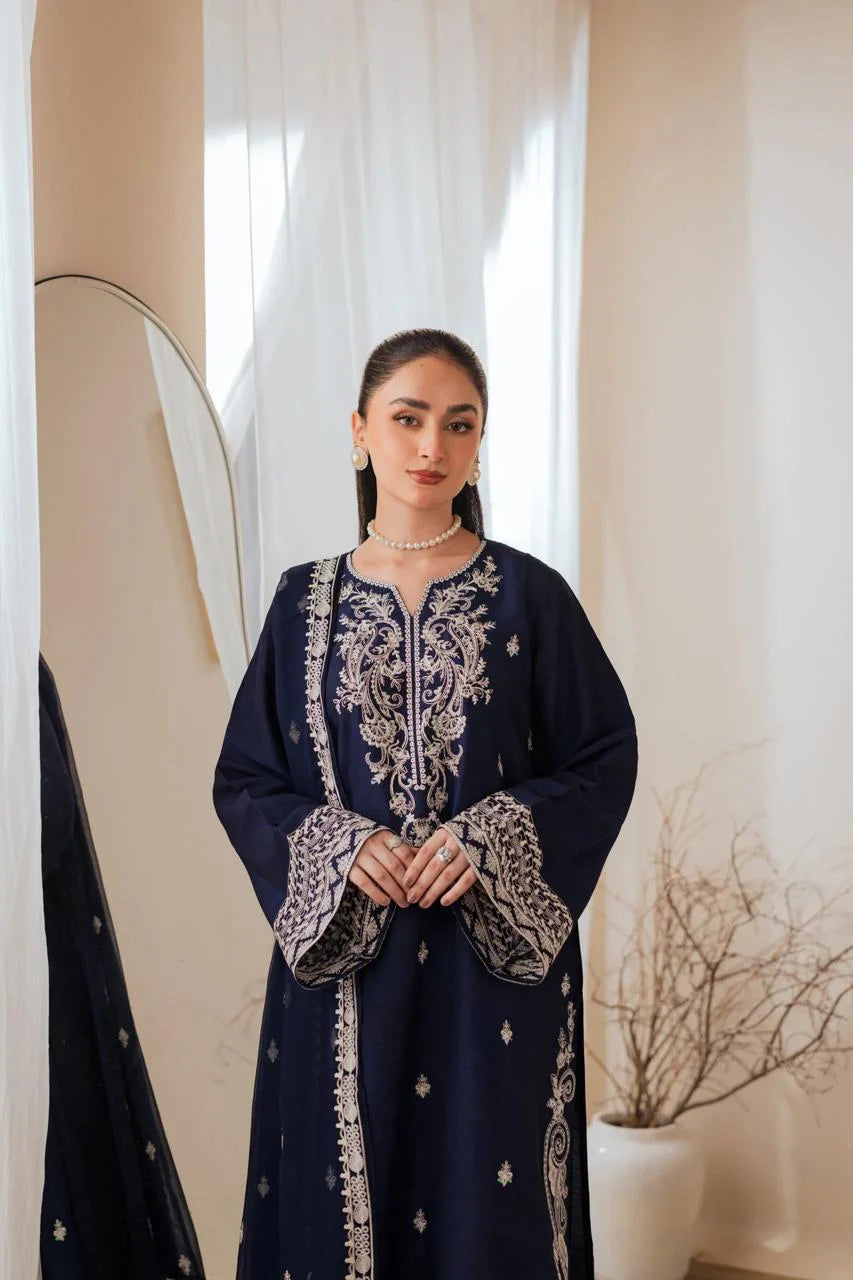 Nureh Embroidered 3PC Premium Soft Linen Collection