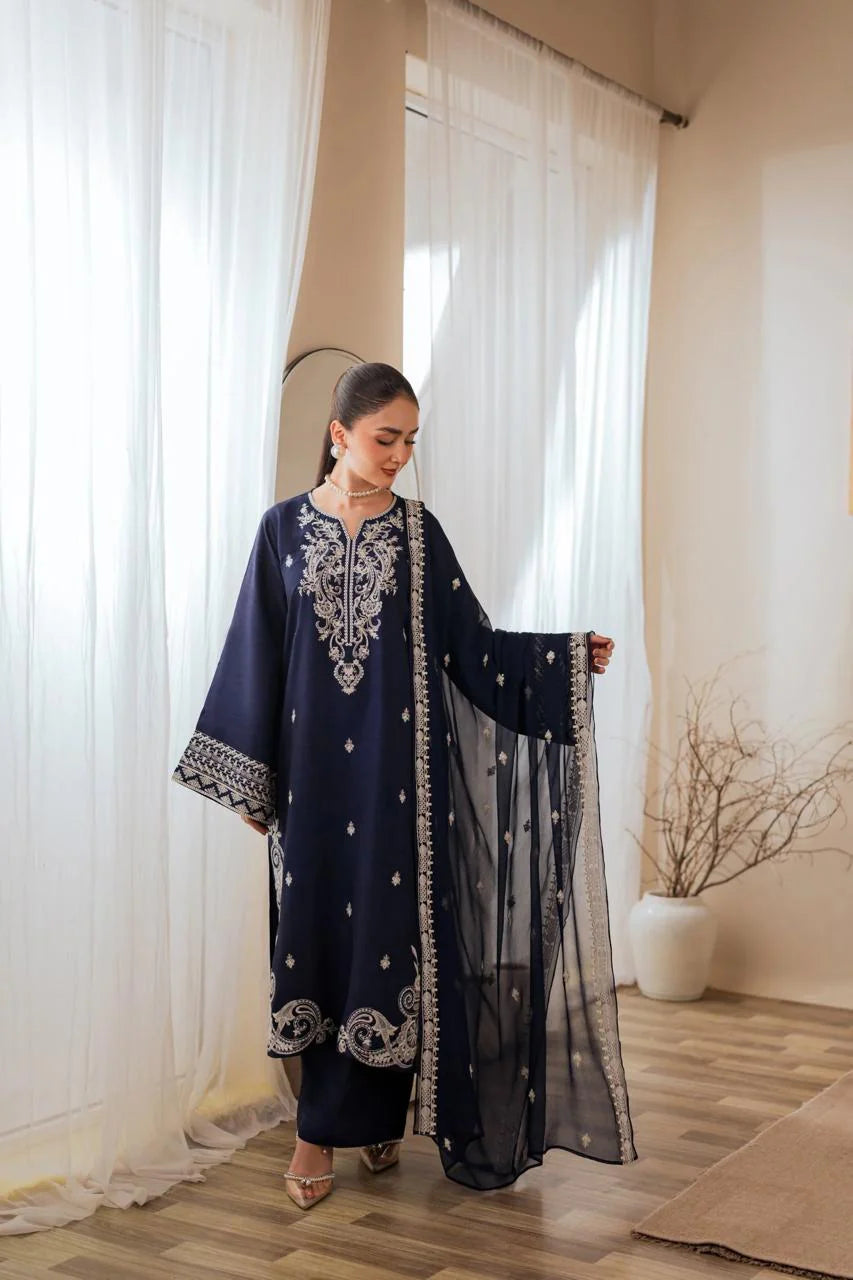 Nureh Embroidered 3PC Premium Soft Linen Collection