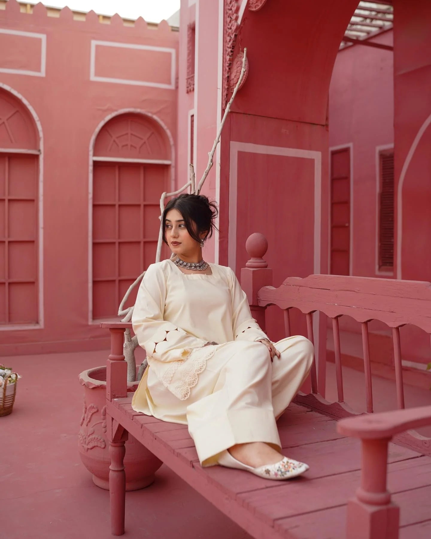 Malai Farshi Shalwar 2PC Stone Linen Set