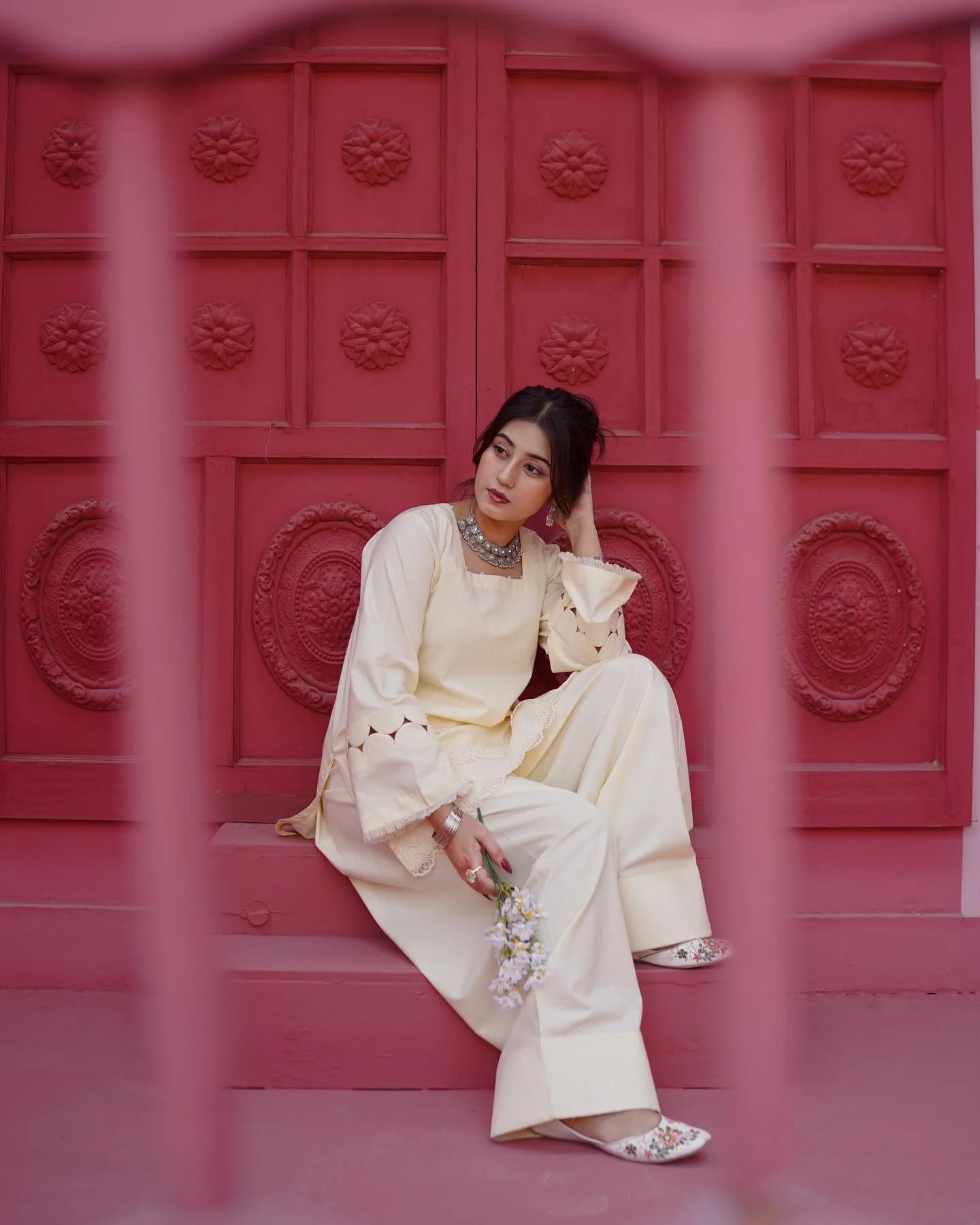 Malai Farshi Shalwar 2PC Stone Linen Set