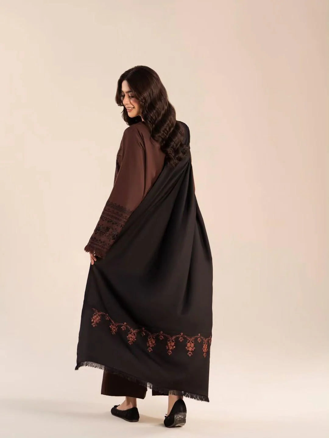 Sanam Embroidered 3PC Stone Linen Suit