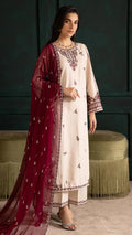 Arosa Embroidered 3PC Stone Linen Suit with Shafoon Dupatta