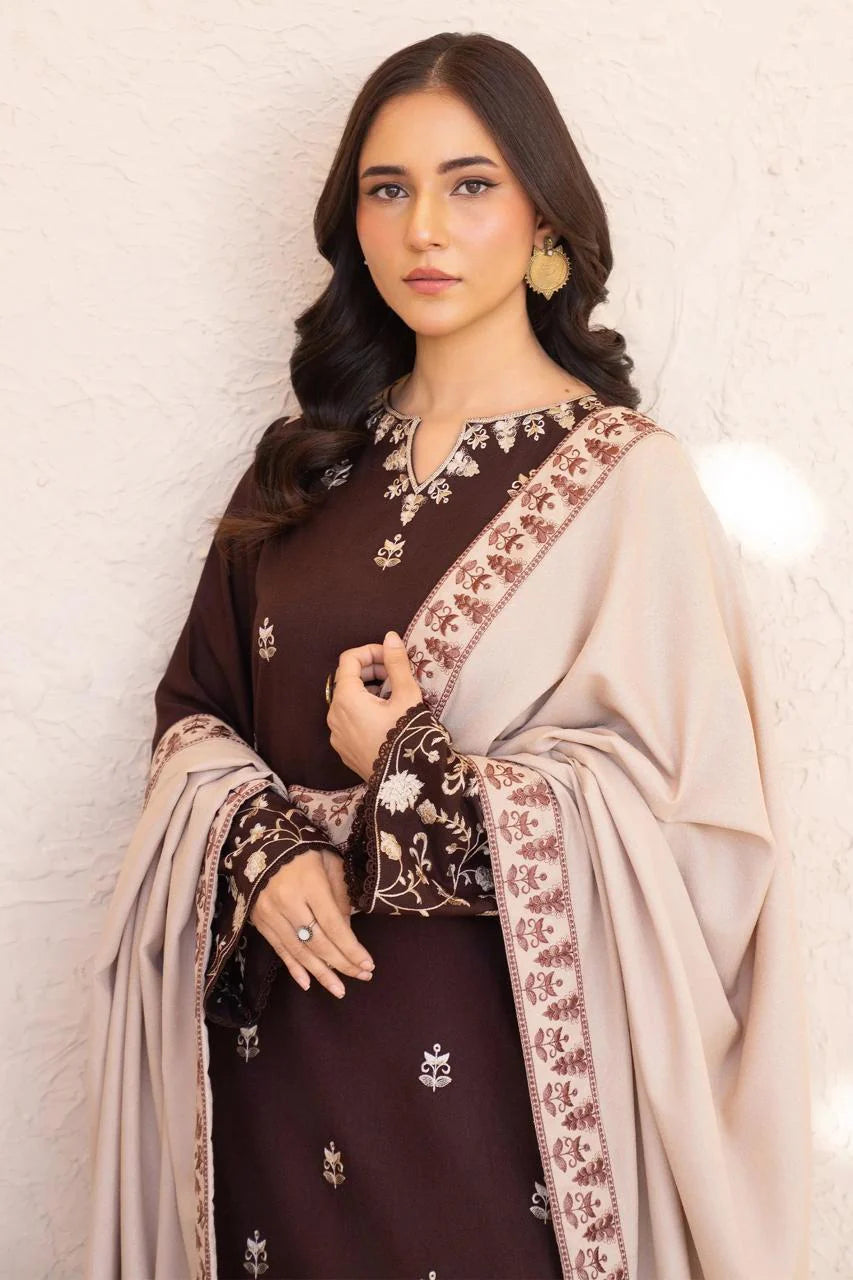 Saiban Embroidered 3PC Stone Linen Suit
