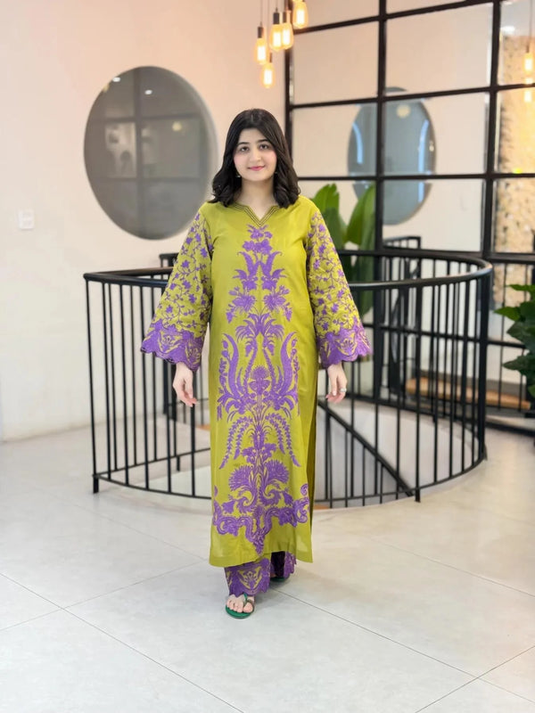 Fahmi Embroidered Co-Ord Set 2PC Luxury Eid Collection
