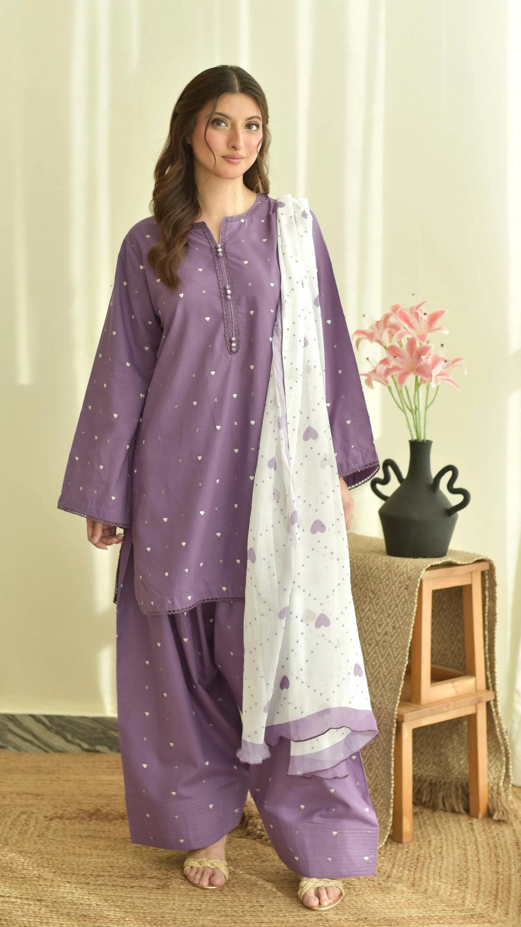 Rose Emb Farshi Shalwar 3PC
