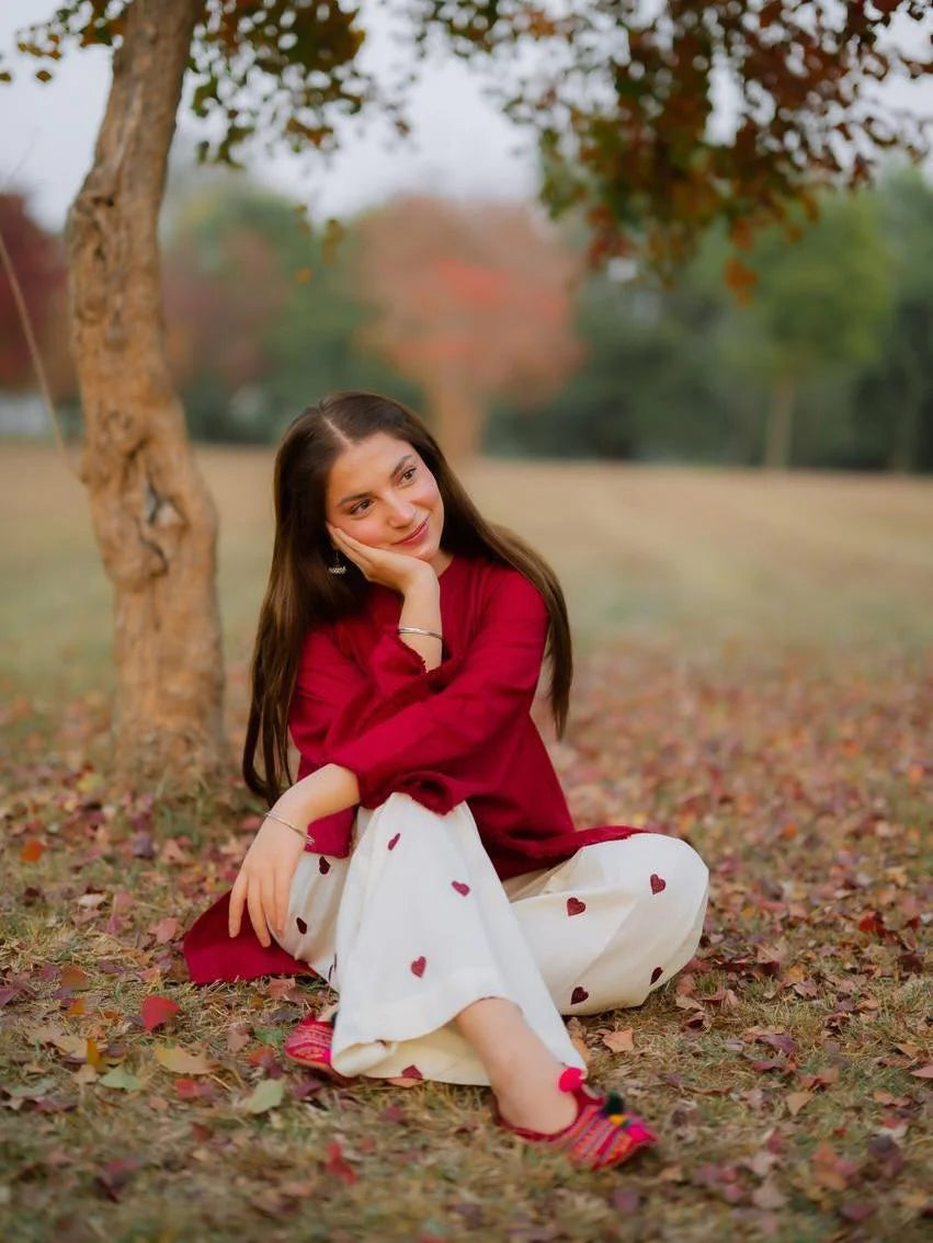 Mehroon Pocket Dhanak Embroidered 2PC Winter Set