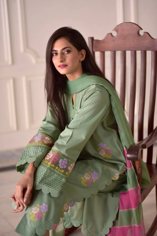 Blossom Embroidered 3PC Premium